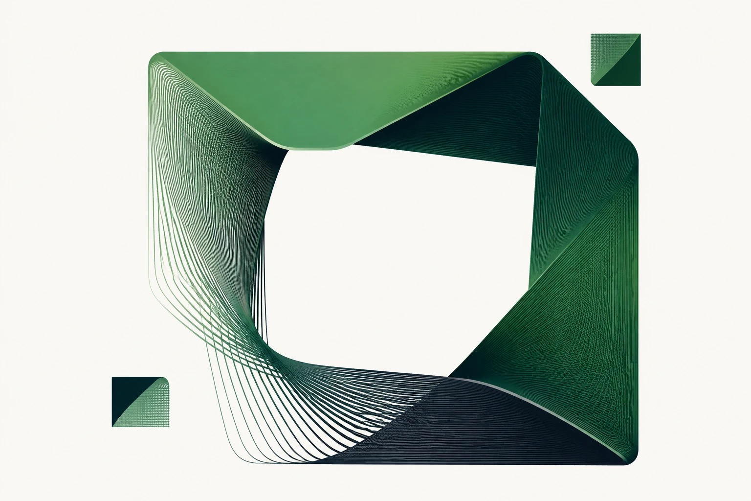 Fine green strands become an open woven structure, echoing the connected and offset form of the Siametrics mark.